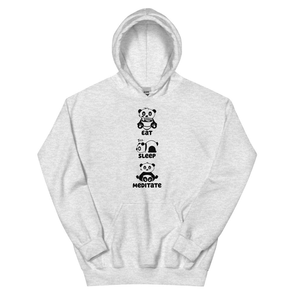 Eat Sleep Meditate Panda Hoodie - Ash Color - https://ascensionemporium.net